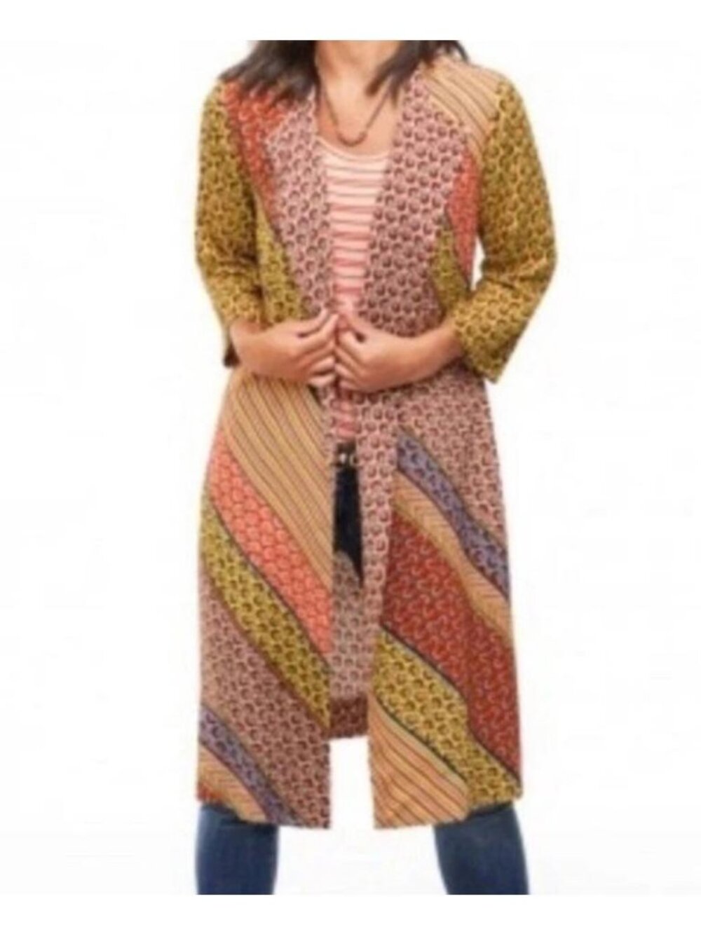 Cabi Poet Kimono Jacket Womens S Multicolor Boho Belted Duster Style 5644